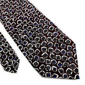 Ferrell Reed Von Maur Print Maroon Red Gray Blue Abstract Silk‎ Tie